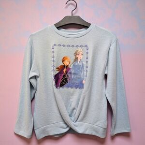 Disney Frozen II Blue Fleece Top Forever Sisters Anna & Elsa Girls L (14/16) NWT